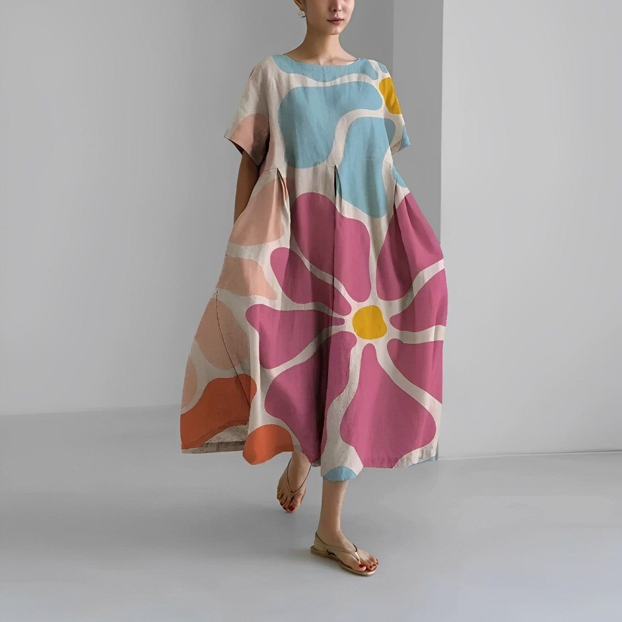 Primadon Kleider Rosa / S Ronja | Lässiges Bedrucktes Kleid für Damen Sommer