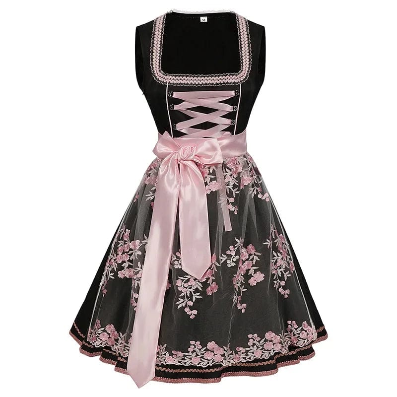 Primadon Kleider Rosa / Schwarz / S Clara | Elegantes Dirndl Kleid für Damen Oktoberfest