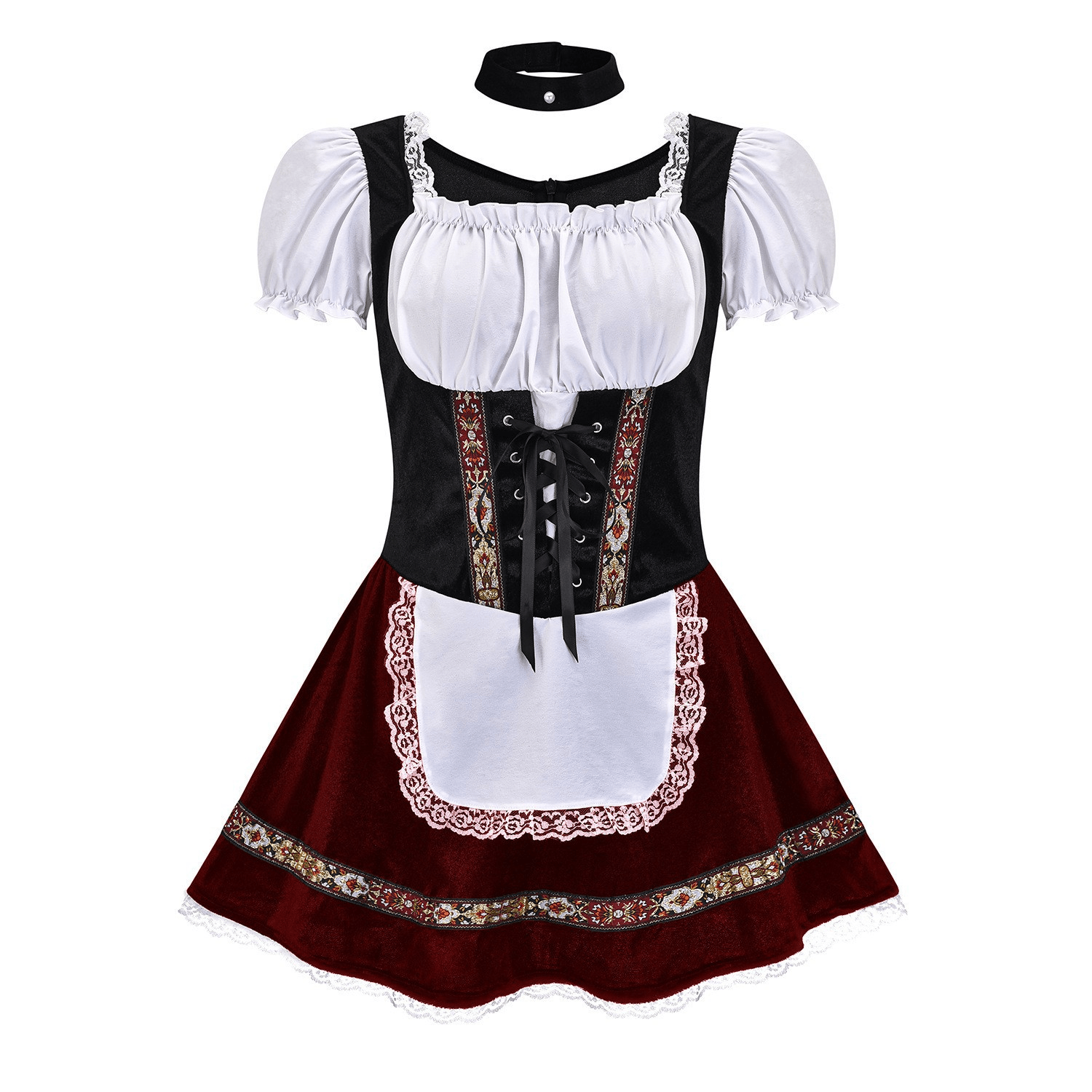 Primadon Kleider Rot / S Clara | Elegantes Mini-Dirndl für Damen festlich