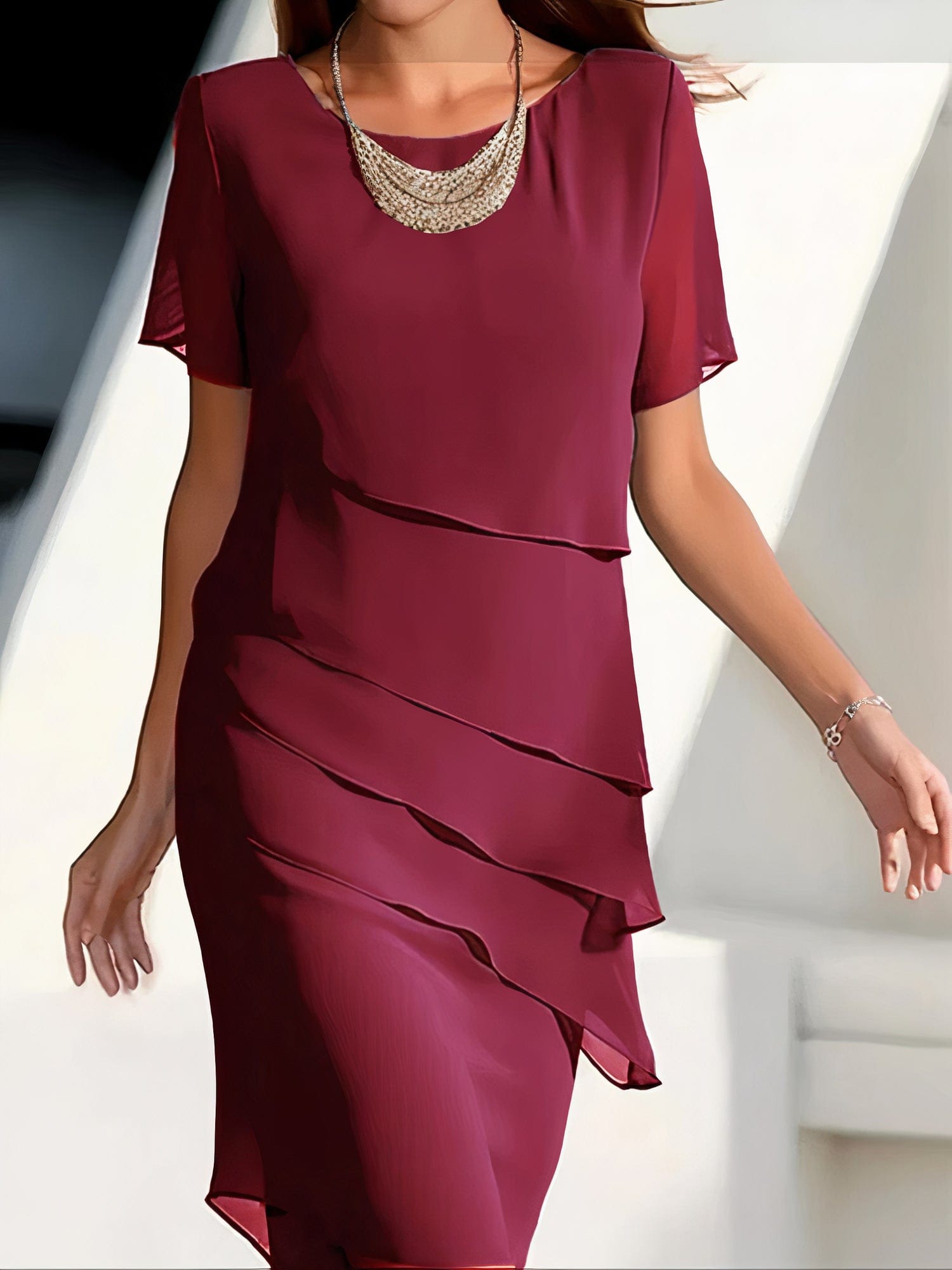 Primadon Kleider Rot / S Daria | leichtes Chiffonkleid für Damen elegant