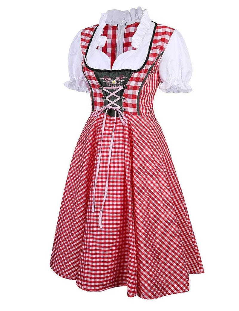 Primadon Kleider Rot / S Ida | Traditionelles Dirndlkleid für Damen Oktoberfest