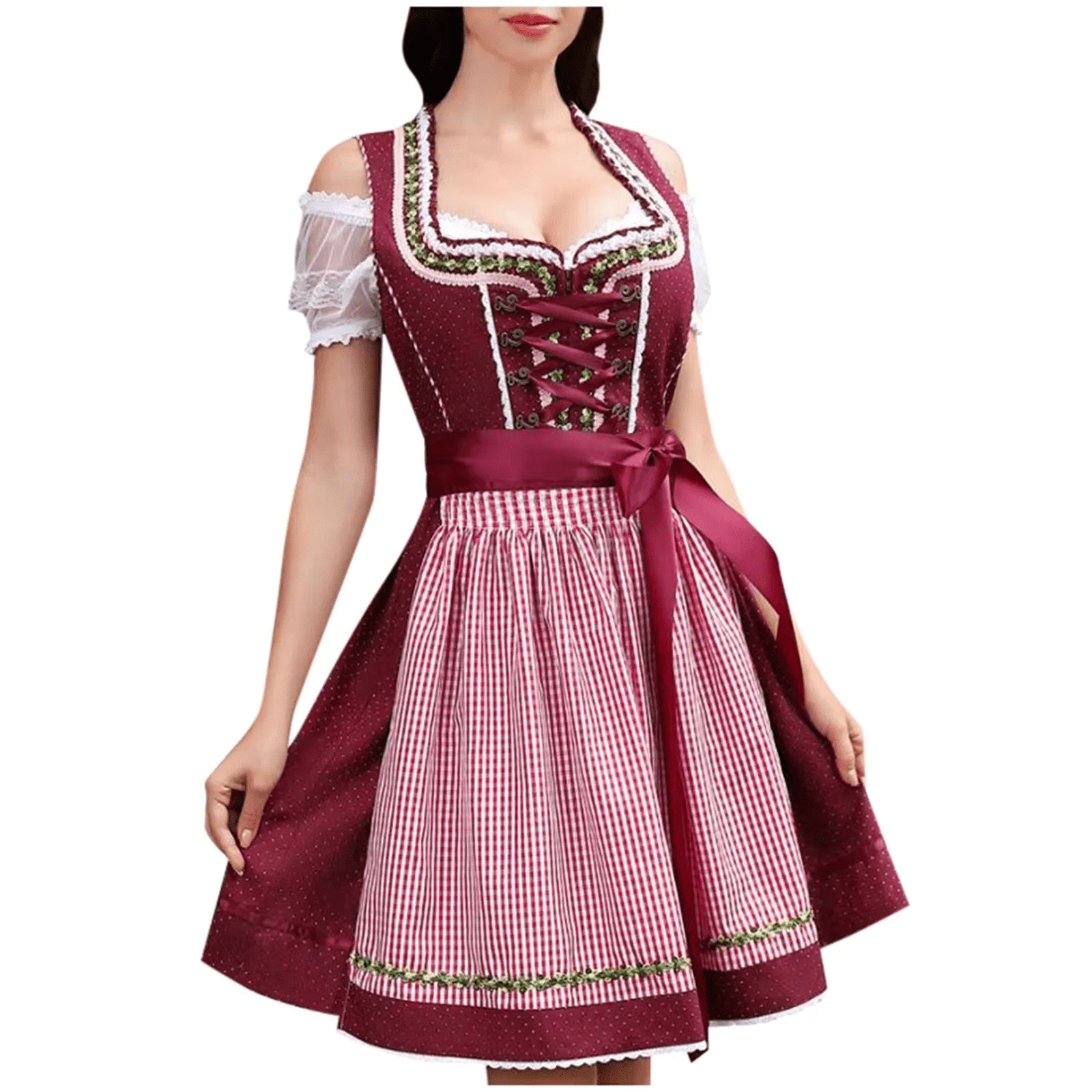 Primadon Kleider Rot / S Johanna | Elegantes Trachtenkleid für Damen Oktoberfest