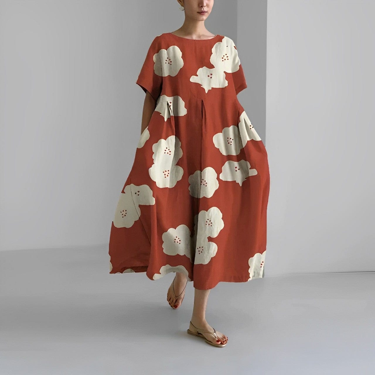 Primadon Kleider Rot / S Ronja | Lässiges Bedrucktes Kleid für Damen Sommer