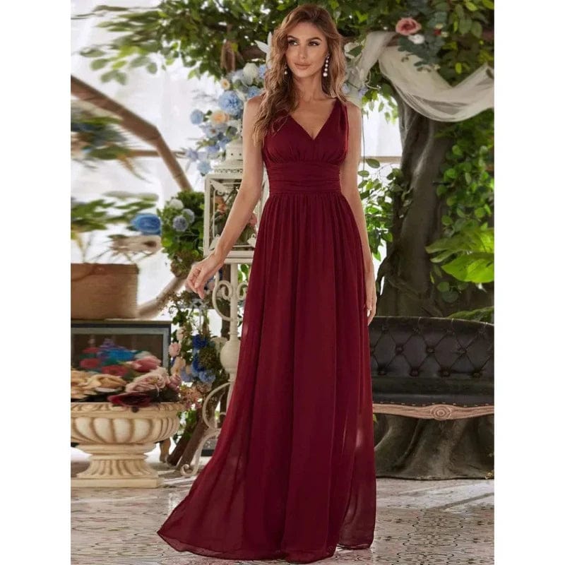 Primadon Kleider Rotwein / 32 Selina | fließendes Maxikleid für Damen ärmellos