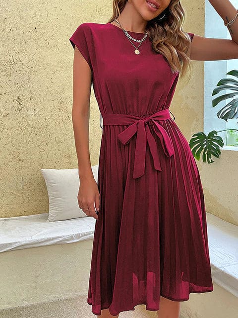 Primadon Kleider Rotwein / S Élodie | luftiges Plisseekleid für Damen Sommer