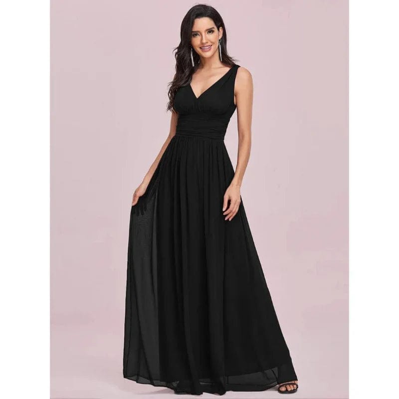 Primadon Kleider Schwarz / 32 Selina | fließendes Maxikleid für Damen ärmellos