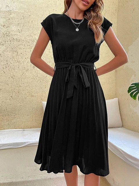 Primadon Kleider Schwarz / S Élodie | luftiges Plisseekleid für Damen Sommer