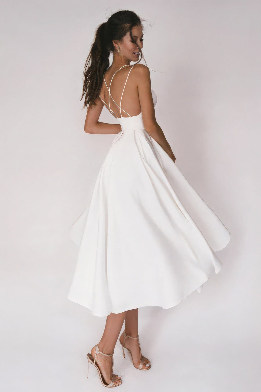 Primadon Kleider Svea | elegantes Midikleid für Damen V-Ausschnitt