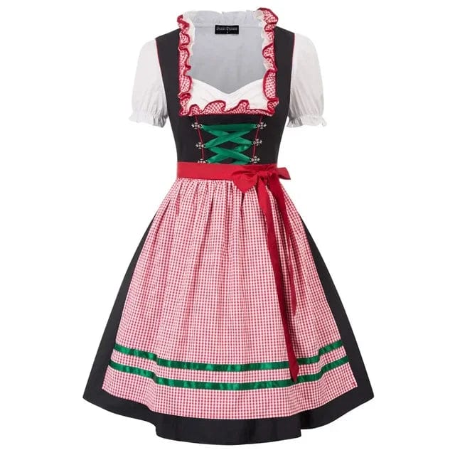 Primadon Kleider Tartan Rot / S Clara | Elegantes Mini-Kleid für Damen festlich Baumwolle