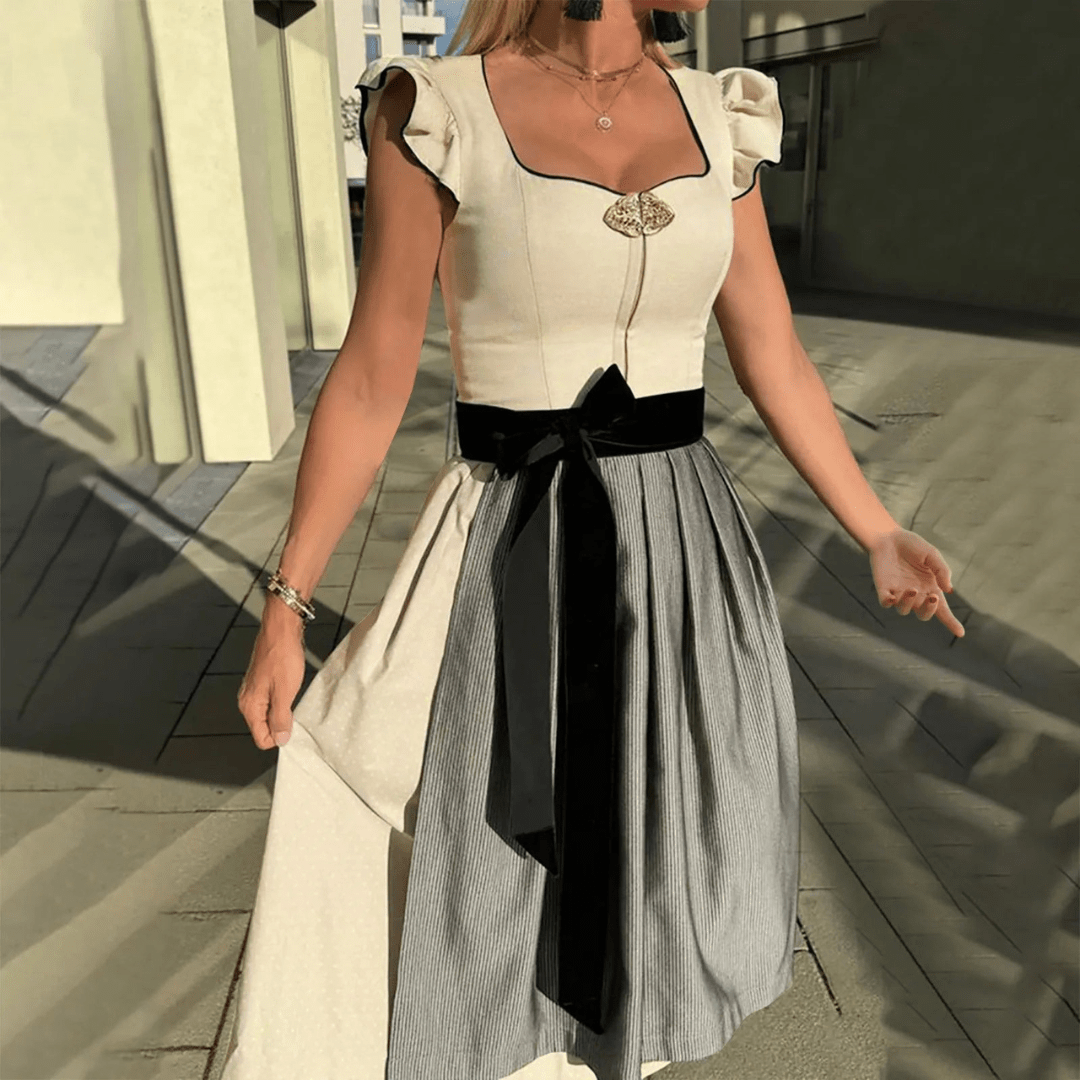 Primadon Kleider Weiß / S Clara | Elegantes Dirndlkleid für Damen Schwarz Oktoberfest