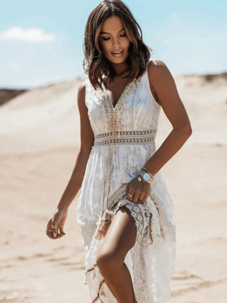 Primadon Kleider Weiß / S Sienna | luftiges Spitzenkleid für Damen boho