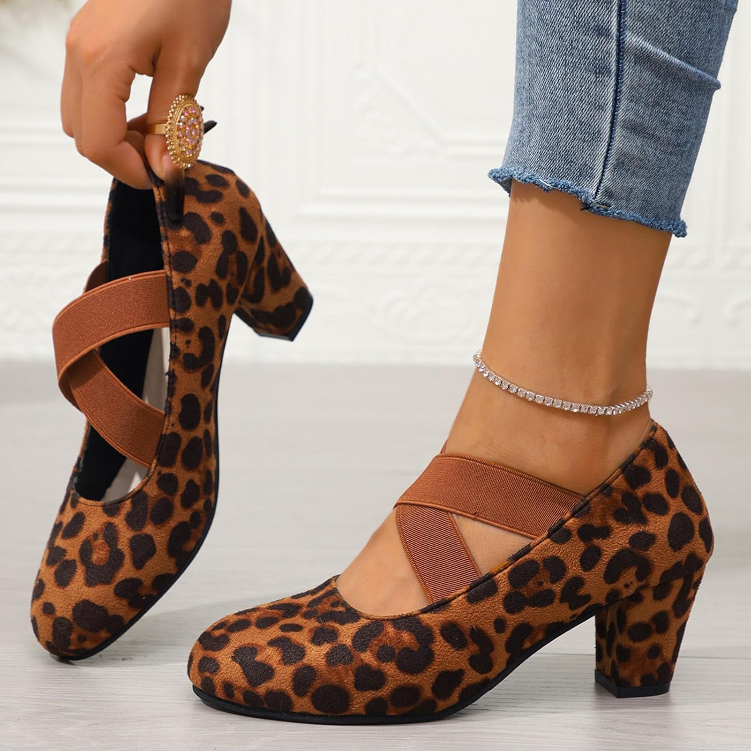 Primadon Kleidungsabsätze Theresa | Elegante Samtpumps für Damen mit Kreuzband