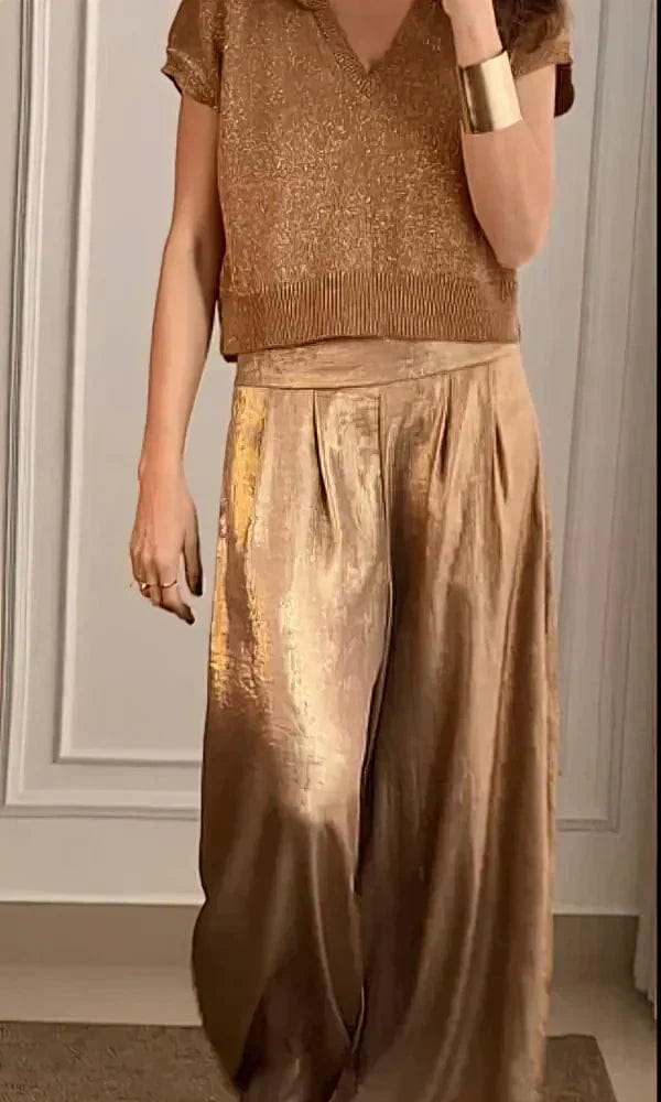 Primadon Kleidungssets Gold - Gold / XS Isabelle | Elegantes Damen Anzug Set aus Satin für Sommer