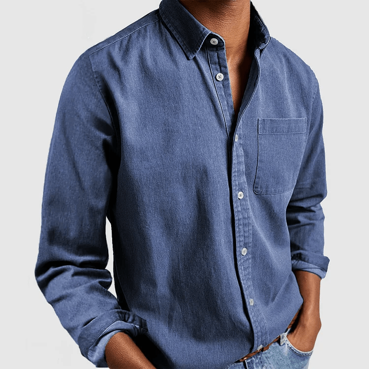 Primadon Langarmshirts Blau / S Fynn | Elegantes Herrenhemd Langarm für Herren klassisch