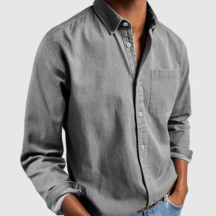Primadon Langarmshirts Grau / S Fynn | Elegantes Herrenhemd Langarm für Herren klassisch