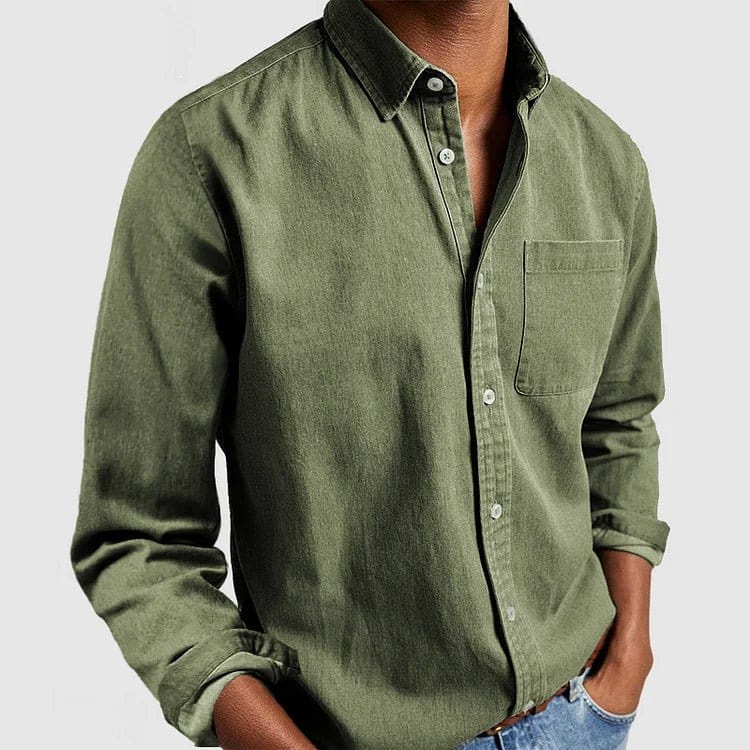 Primadon Langarmshirts Grün / S Fynn | Elegantes Herrenhemd Langarm für Herren klassisch