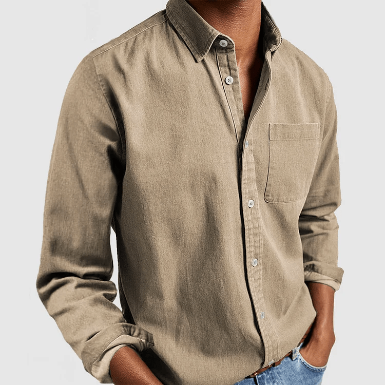 Primadon Langarmshirts Khaki / S Fynn | Elegantes Herrenhemd Langarm für Herren klassisch