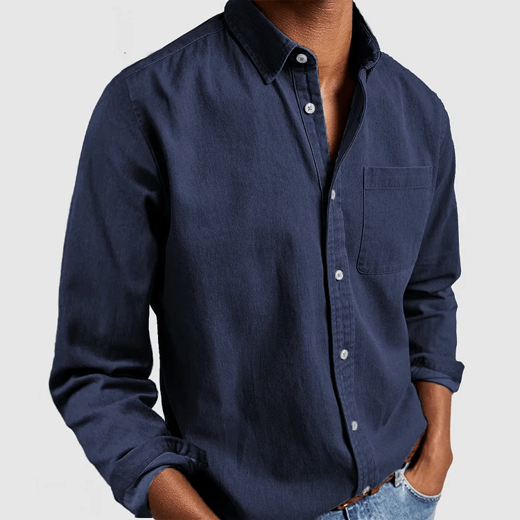 Primadon Langarmshirts Marineblau / S Fynn | Elegantes Herrenhemd Langarm für Herren klassisch