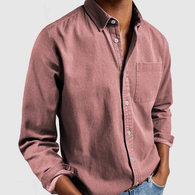 Primadon Langarmshirts Rosa / S Fynn | Elegantes Herrenhemd Langarm für Herren klassisch