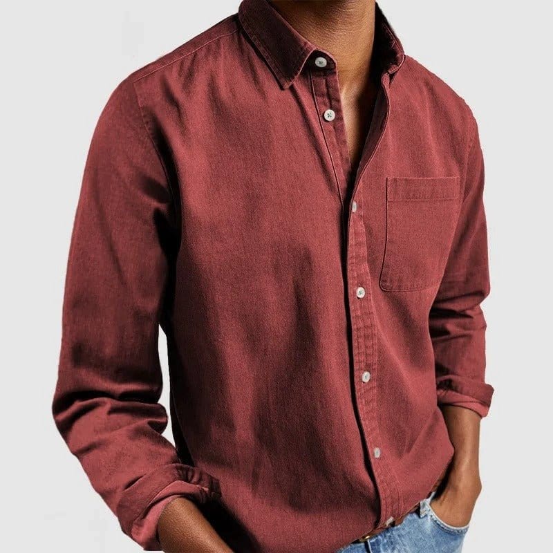 Primadon Langarmshirts Rot / S Fynn | Elegantes Herrenhemd Langarm für Herren klassisch