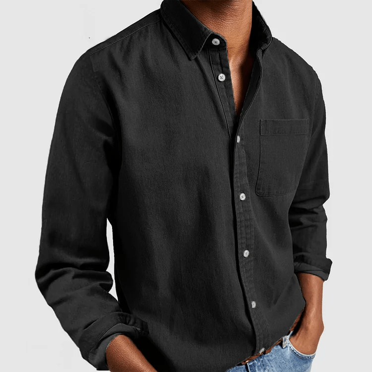 Primadon Langarmshirts Schwarz / S Fynn | Elegantes Herrenhemd Langarm für Herren klassisch