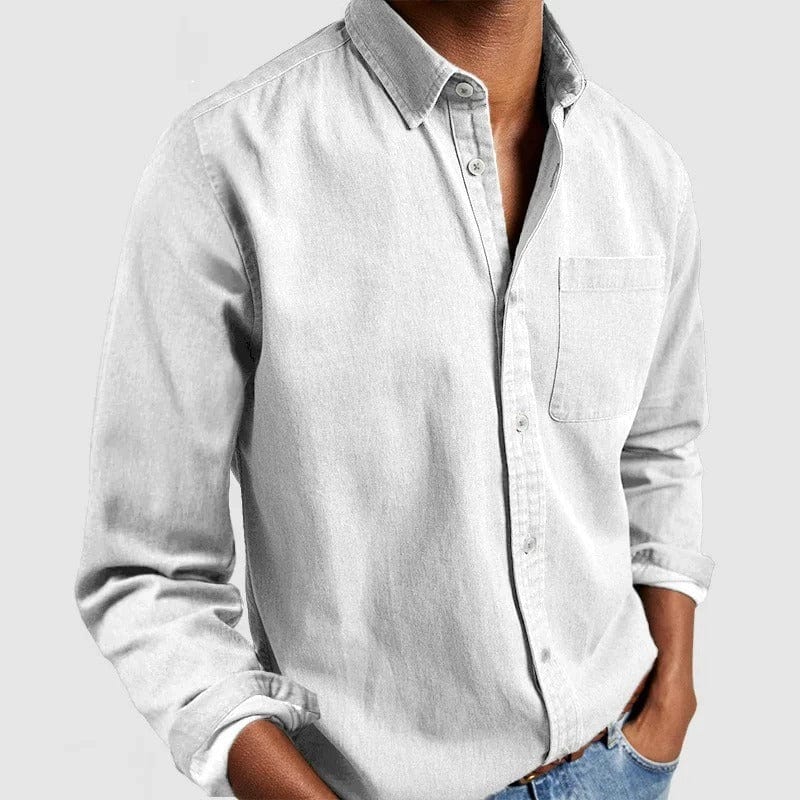 Primadon Langarmshirts Weiß / S Fynn | Elegantes Herrenhemd Langarm für Herren klassisch