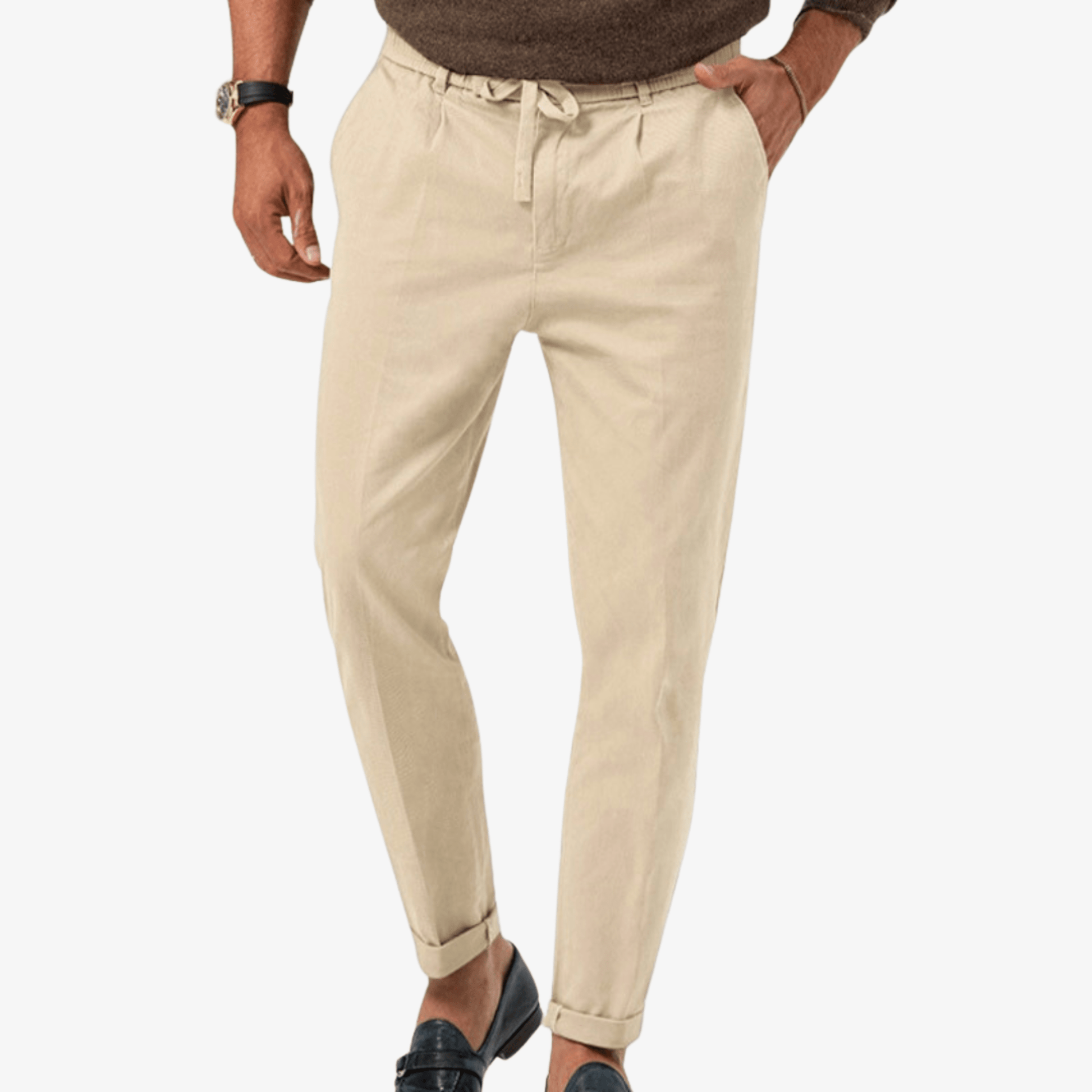 Primadon Lässige Hosen Beige / S Jules schlanke Leinenhose für Herren slim fit