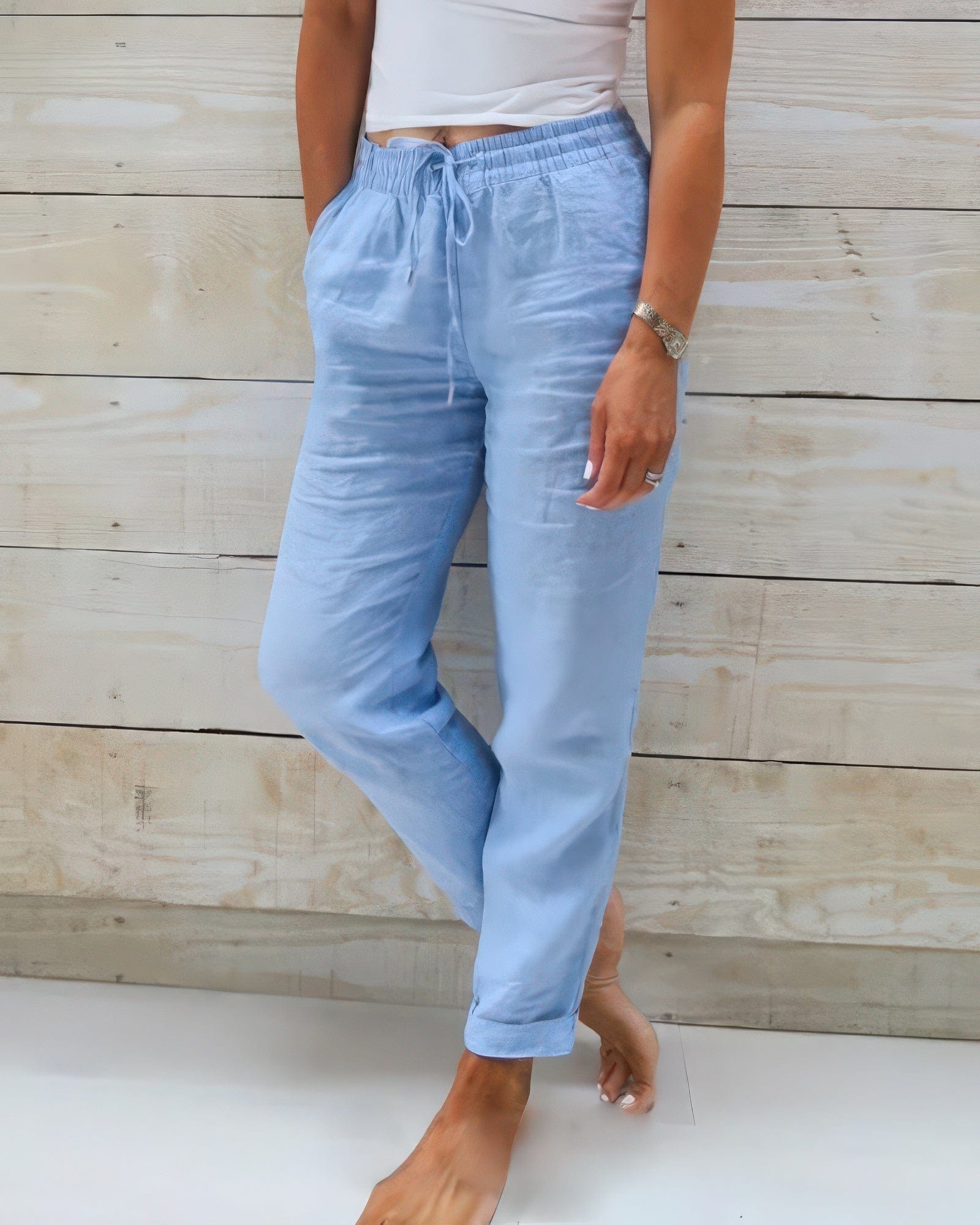 Primadon Lässige Hosen Blau / S Mara | atmungsaktive Freizeithose für Damen Baumwolle/Leinen