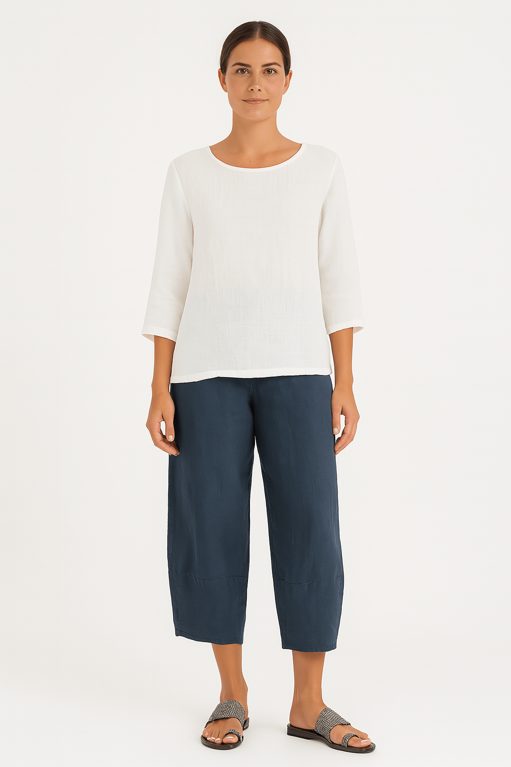 Primadon Lässige Hosen Clara | Lässige Stoffhose für Damen Sommer weiß