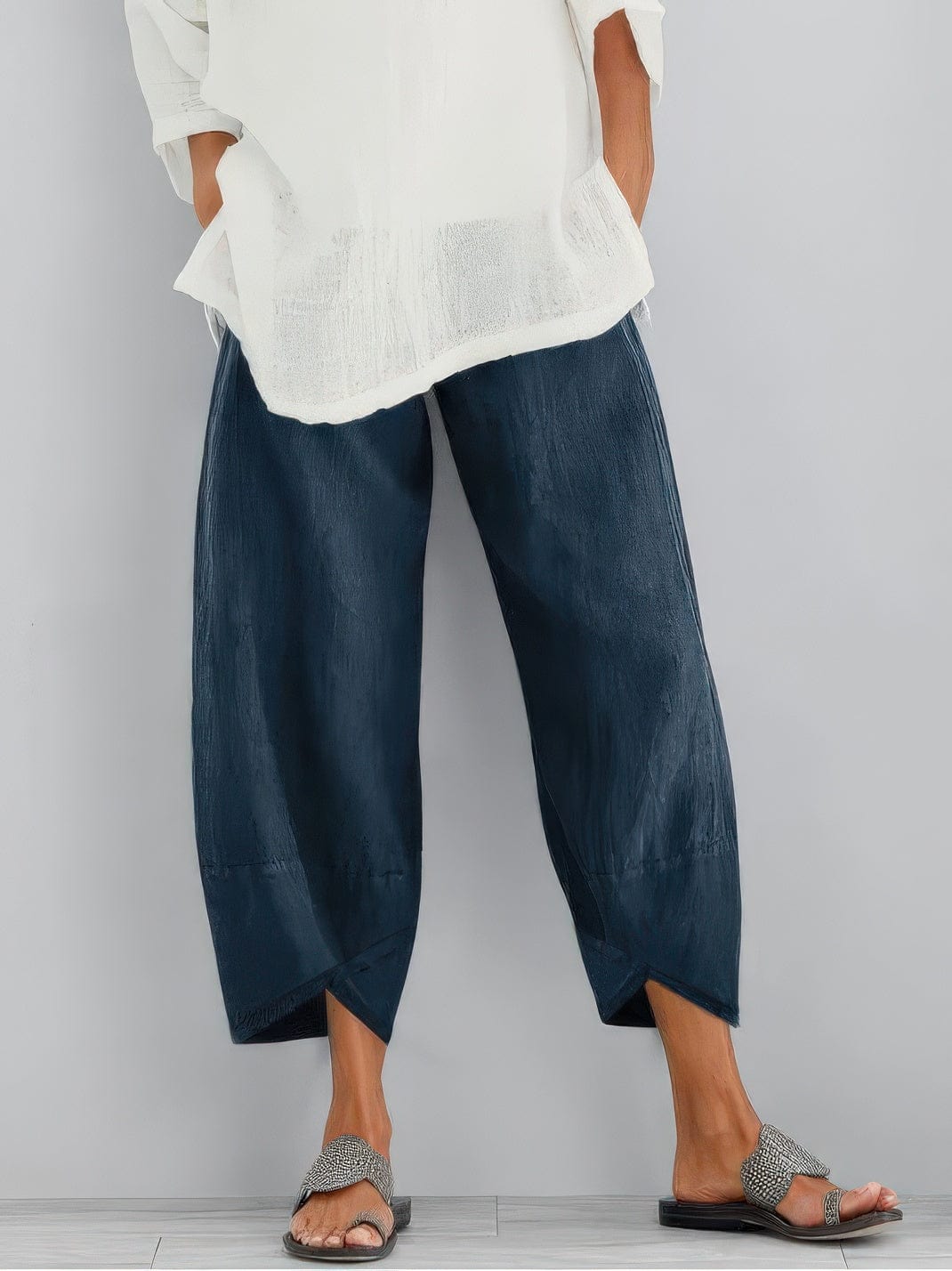 Primadon Lässige Hosen Dunkelblau / S Clara | Lässige Stoffhose für Damen Sommer weiß
