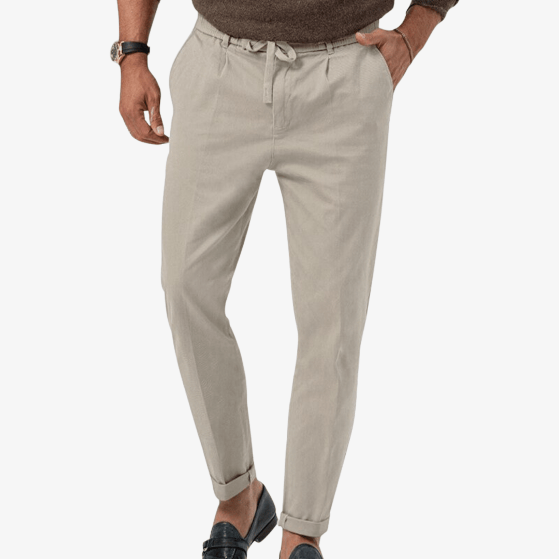 Primadon Lässige Hosen Grau / S Jules schlanke Leinenhose für Herren slim fit