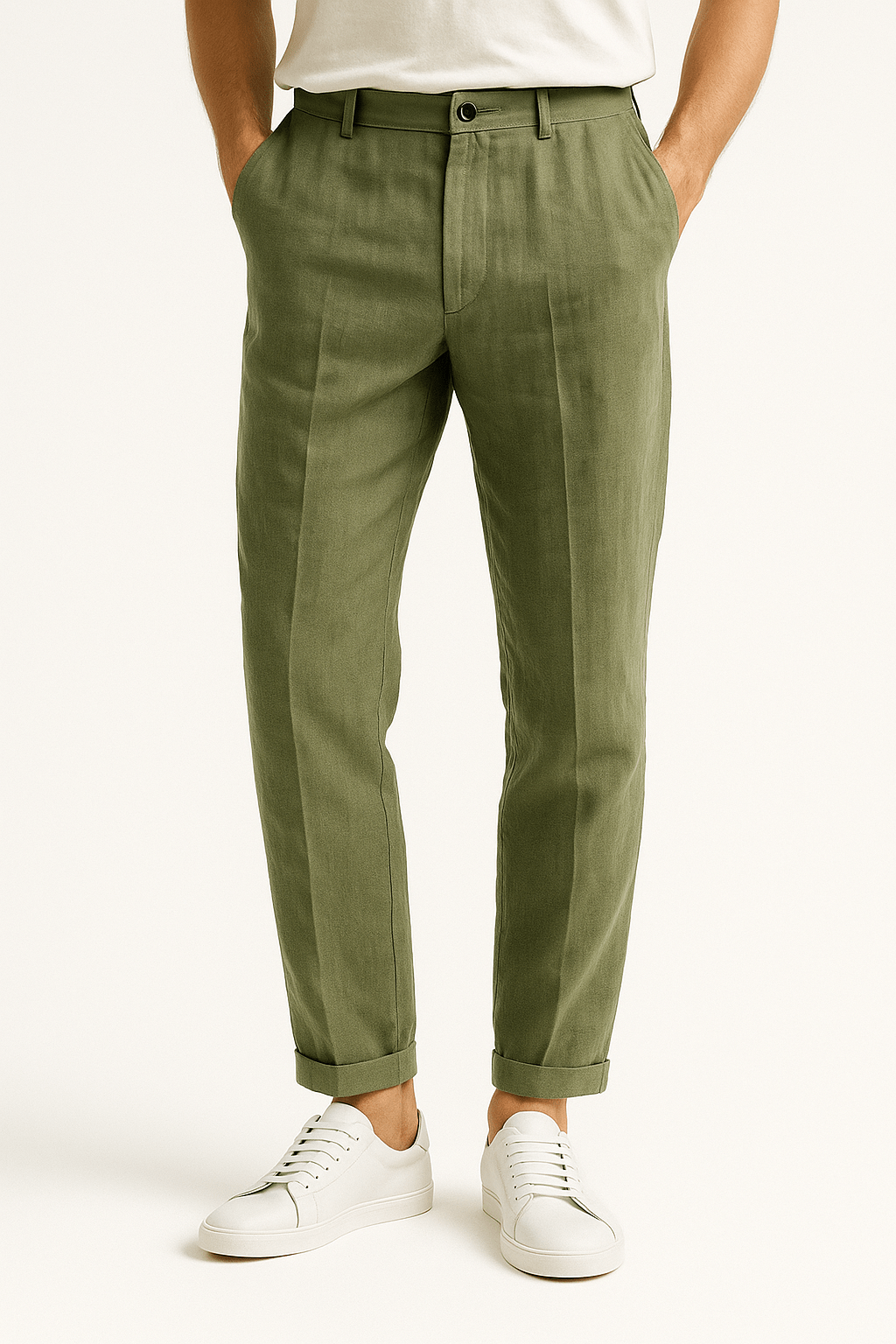 Primadon Lässige Hosen Grün / S Arvid lässige Leinenhose für Herren mit Kordelzug