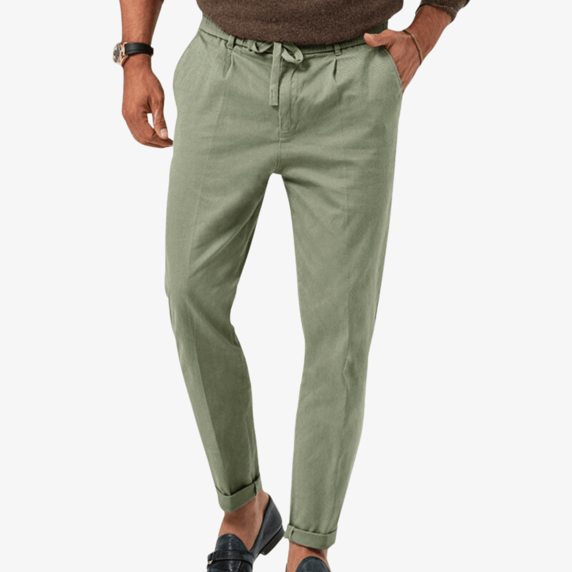 Primadon Lässige Hosen Grün / S Jules schlanke Leinenhose für Herren slim fit