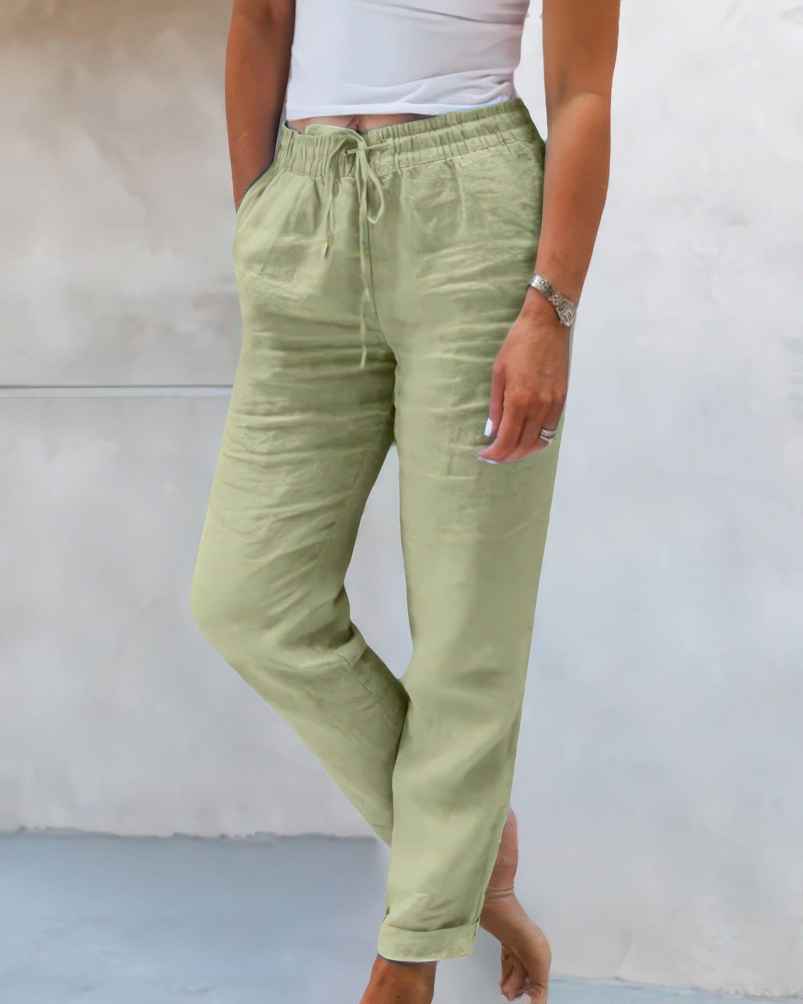 Primadon Lässige Hosen Grün / S Mara | atmungsaktive Freizeithose für Damen Baumwolle/Leinen