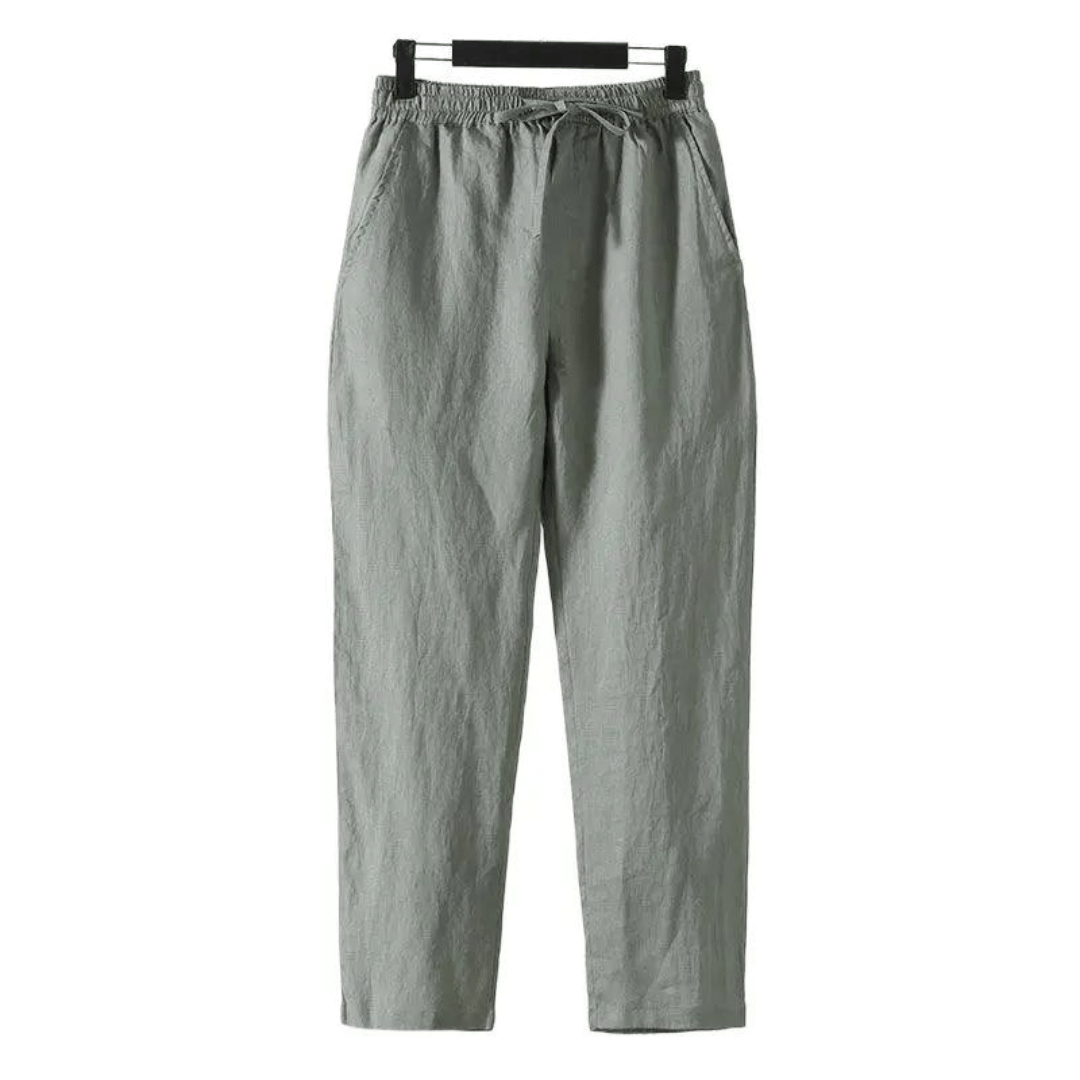Primadon Lässige Hosen Grün / S Silvan leichte Leinenhose für Herren Sommer