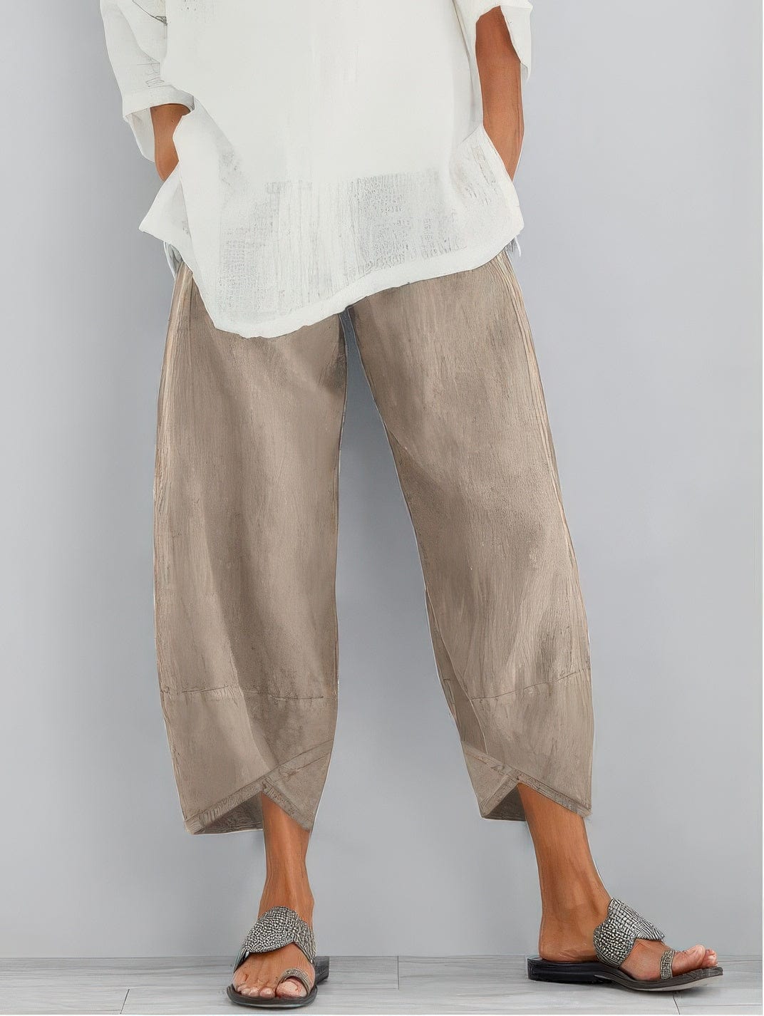 Primadon Lässige Hosen Khaki / S Clara | Lässige Stoffhose für Damen Sommer weiß