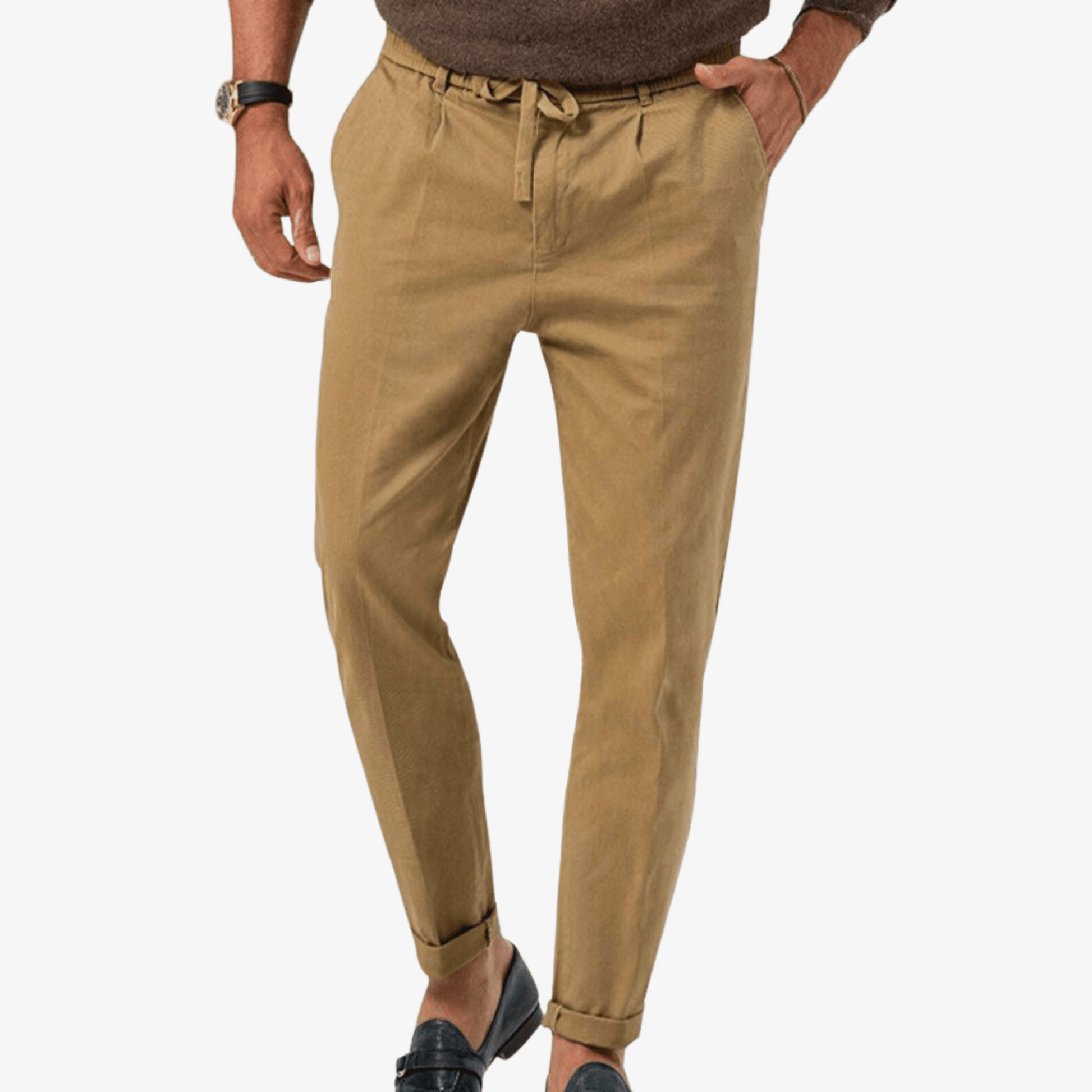 Primadon Lässige Hosen Khaki / S Jules schlanke Leinenhose für Herren slim fit