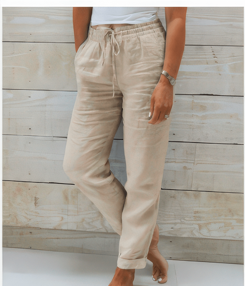 Primadon Lässige Hosen Khaki / S Mara | atmungsaktive Freizeithose für Damen Baumwolle/Leinen
