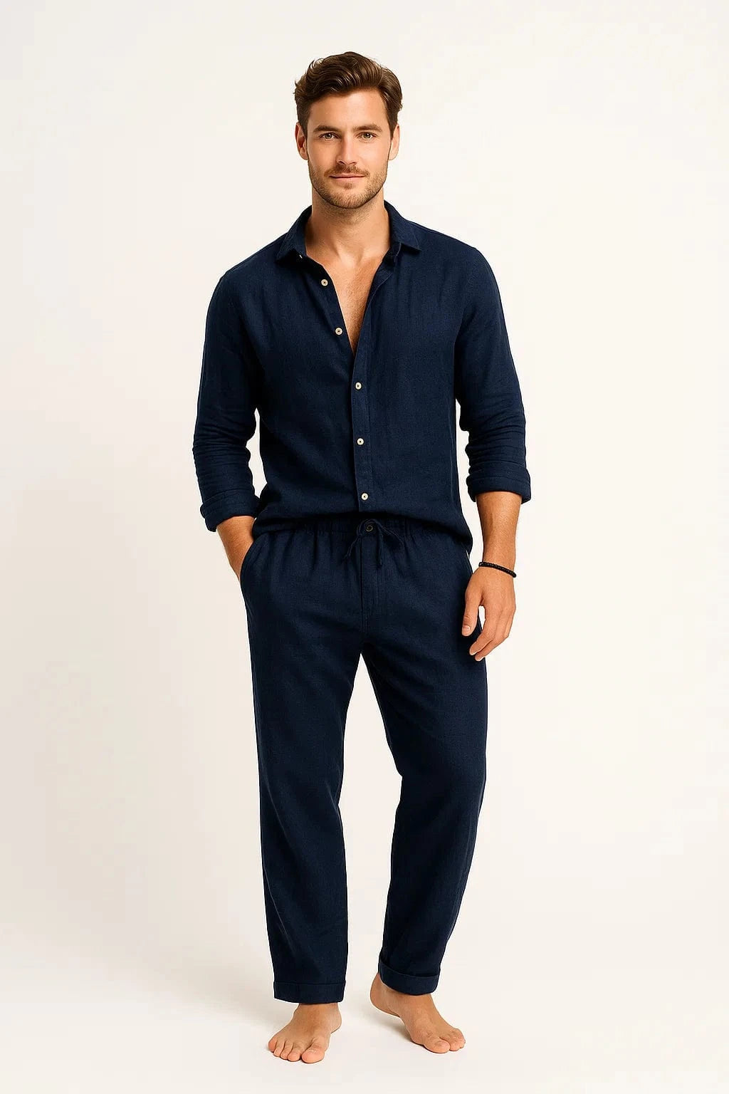 Primadon Lässige Hosen Marineblau / M Émile legere Leinenhose für Herren Sommer