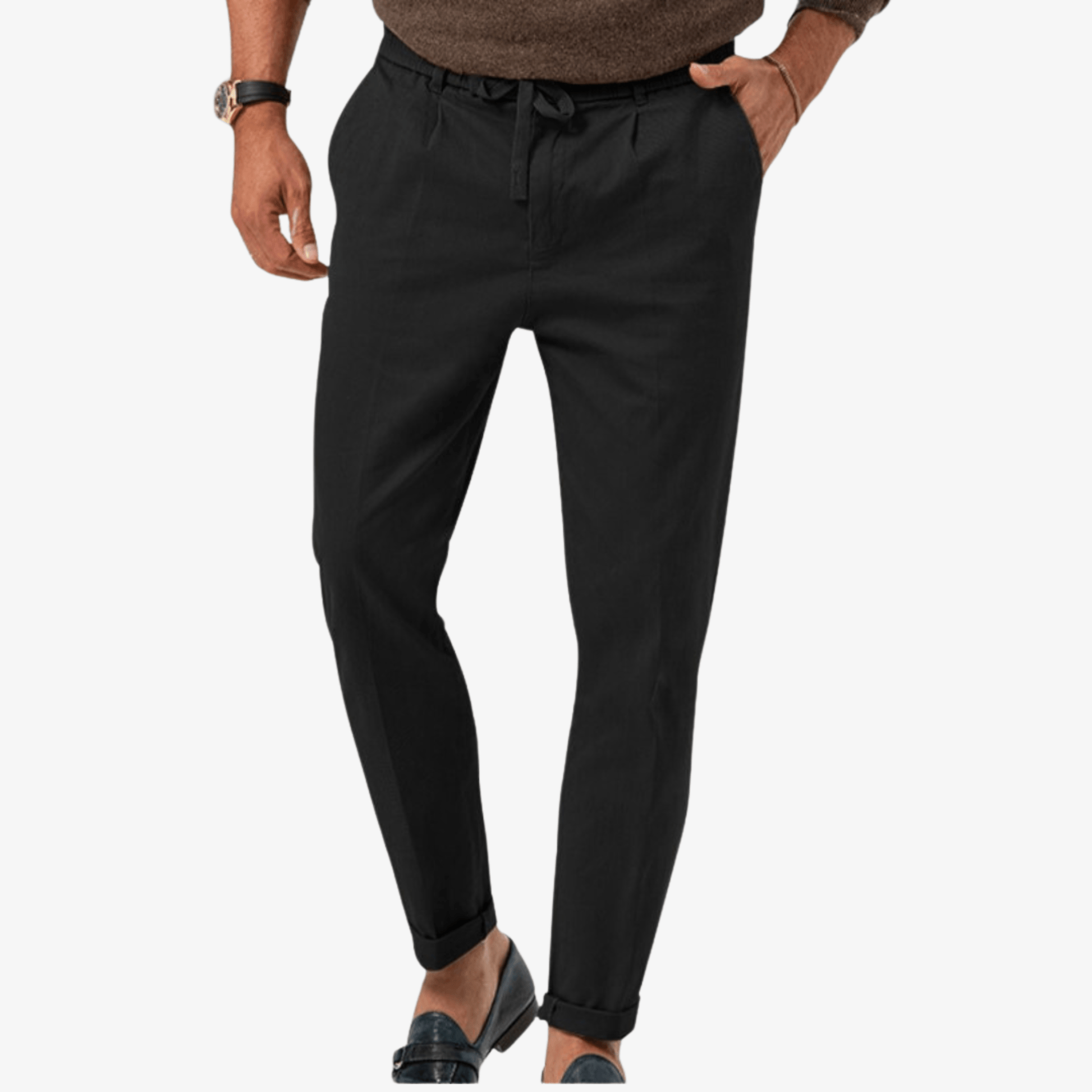 Primadon Lässige Hosen Schwarz / S Jules schlanke Leinenhose für Herren slim fit