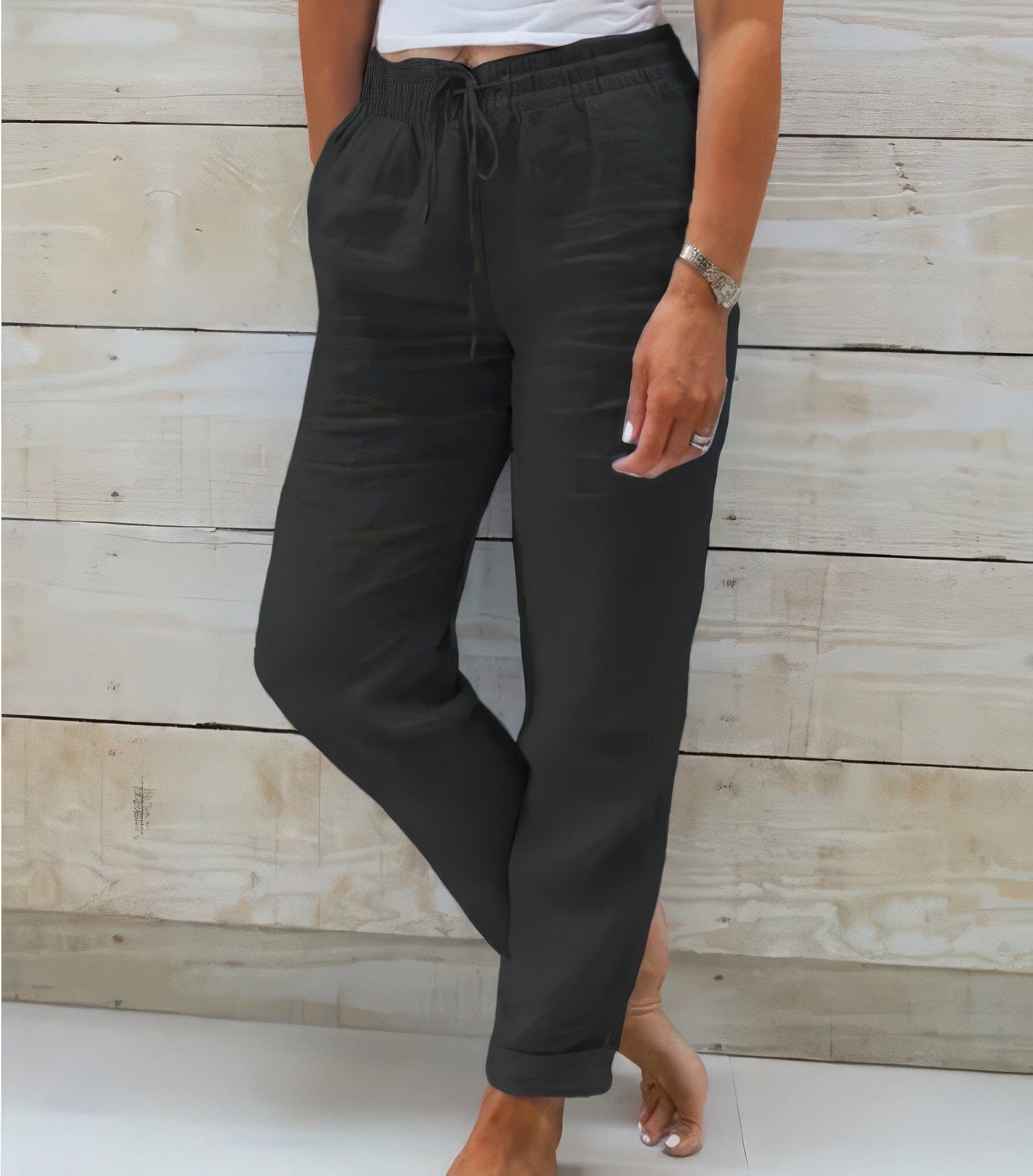 Primadon Lässige Hosen Schwarz / S Mara | atmungsaktive Freizeithose für Damen Baumwolle/Leinen