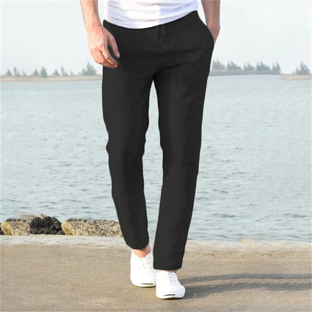 Primadon Lässige Hosen Schwarz / S Mathis bequeme Leinenhose für Herren lässig