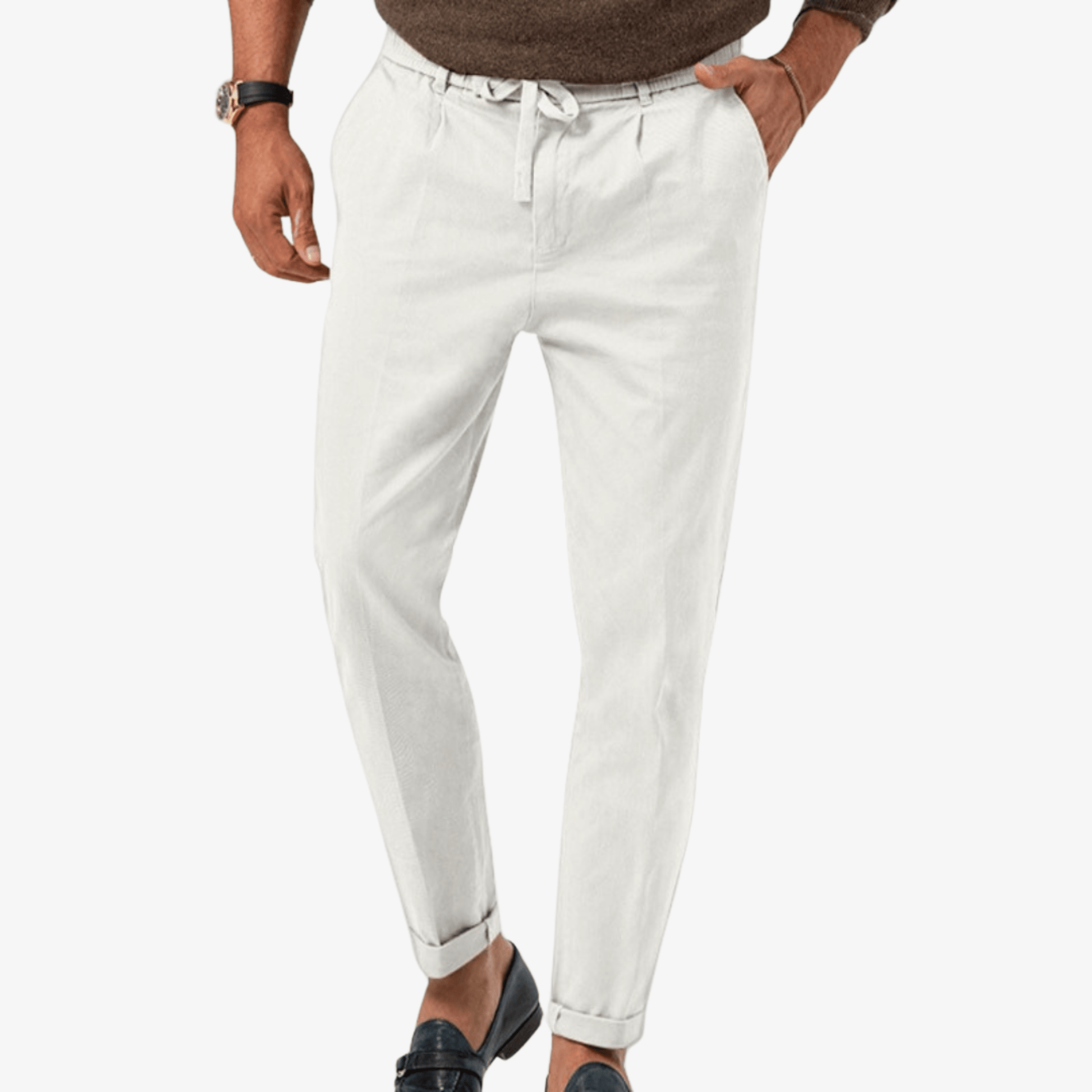 Primadon Lässige Hosen Weiß / S Jules schlanke Leinenhose für Herren slim fit