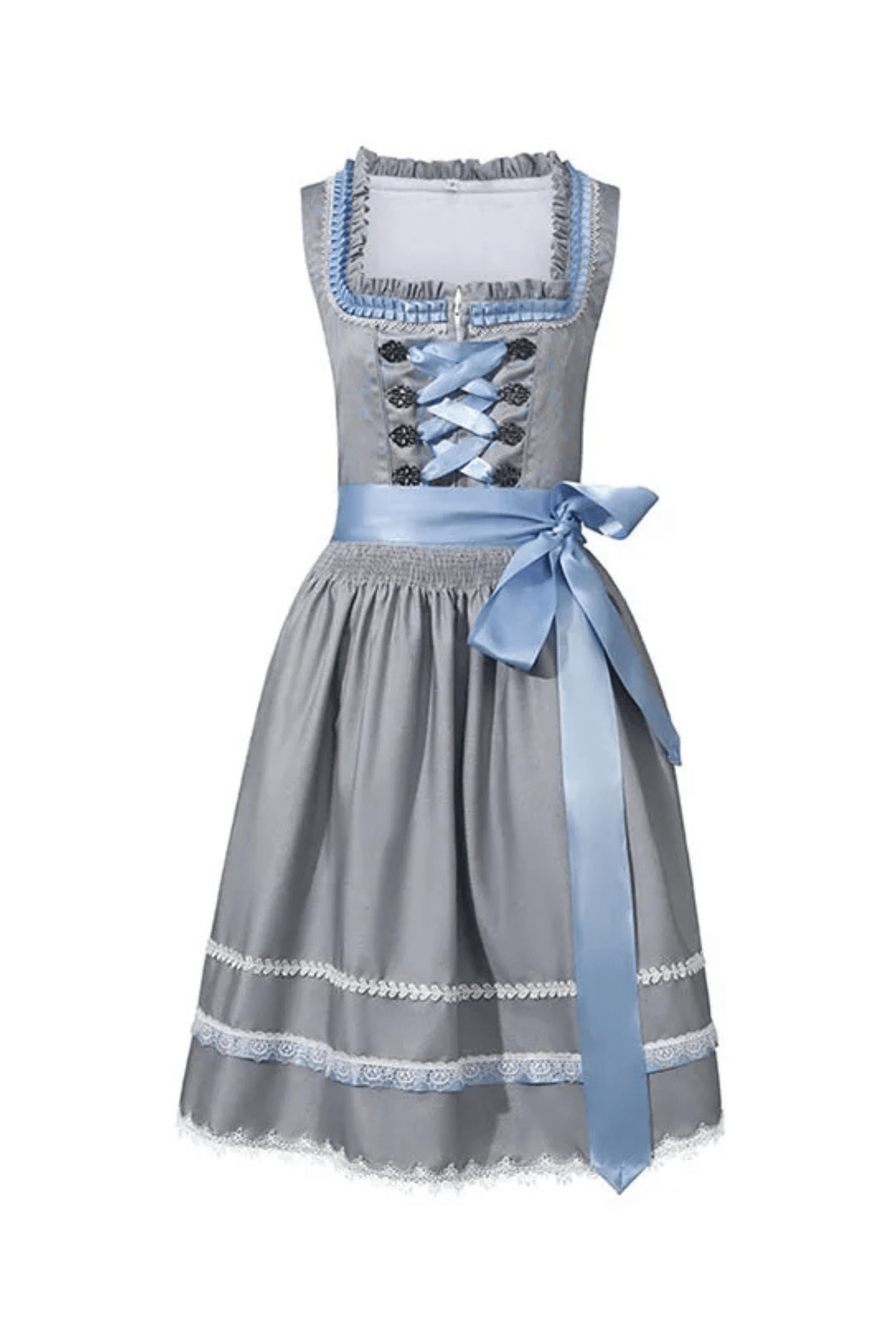 Primadon Lässige Kleider Blau / S Maria | Elegantes Dirndl für Damen Oktoberfest Baumwollmix
