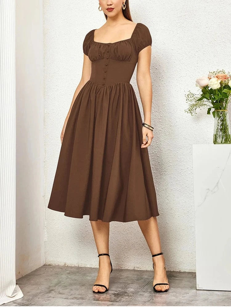 Primadon Lässige Kleider Braun / S Fiora elegantes Korsettkleid für Damen