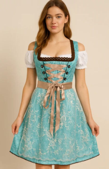 Primadon Lässige Kleider Grün / S Anna | Elegantes Dirndl Kleid für Damen Oktoberfest