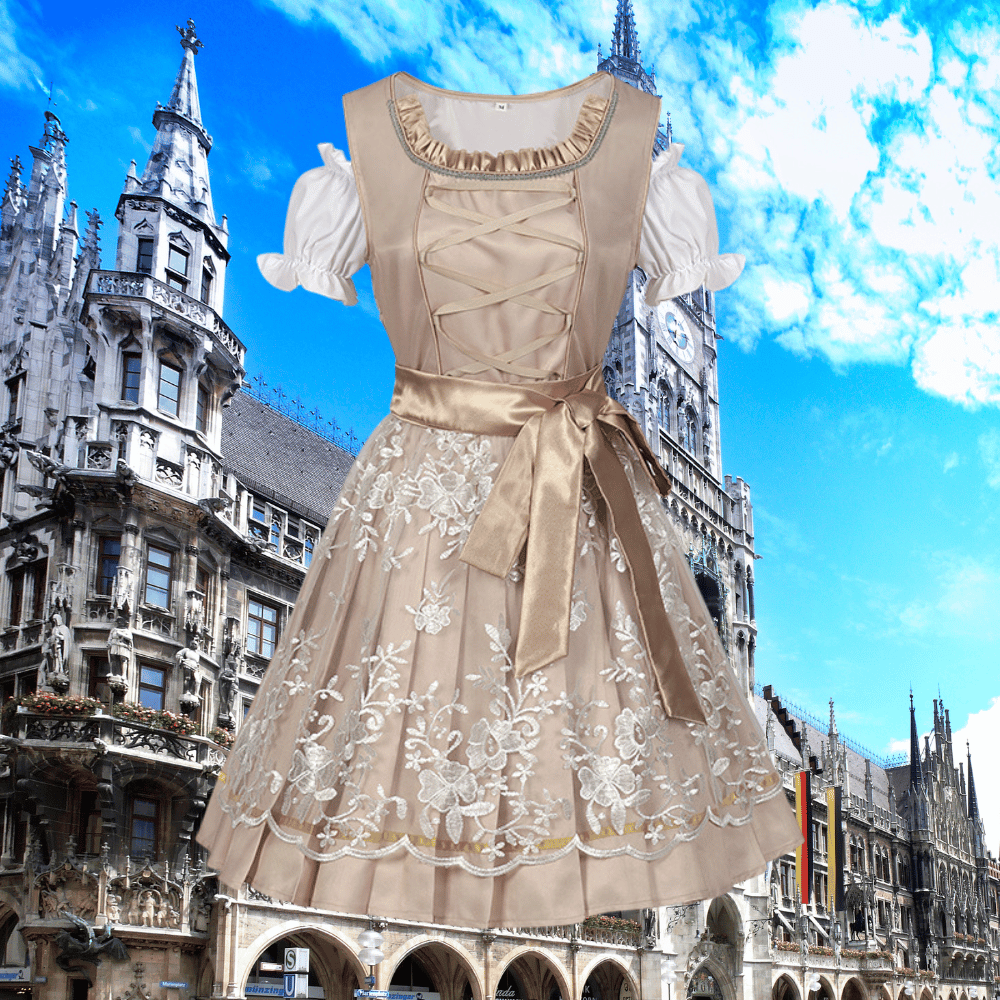 Primadon Lässige Kleider Lina | Elegante Trachtenbluse für Damen mit Schürze