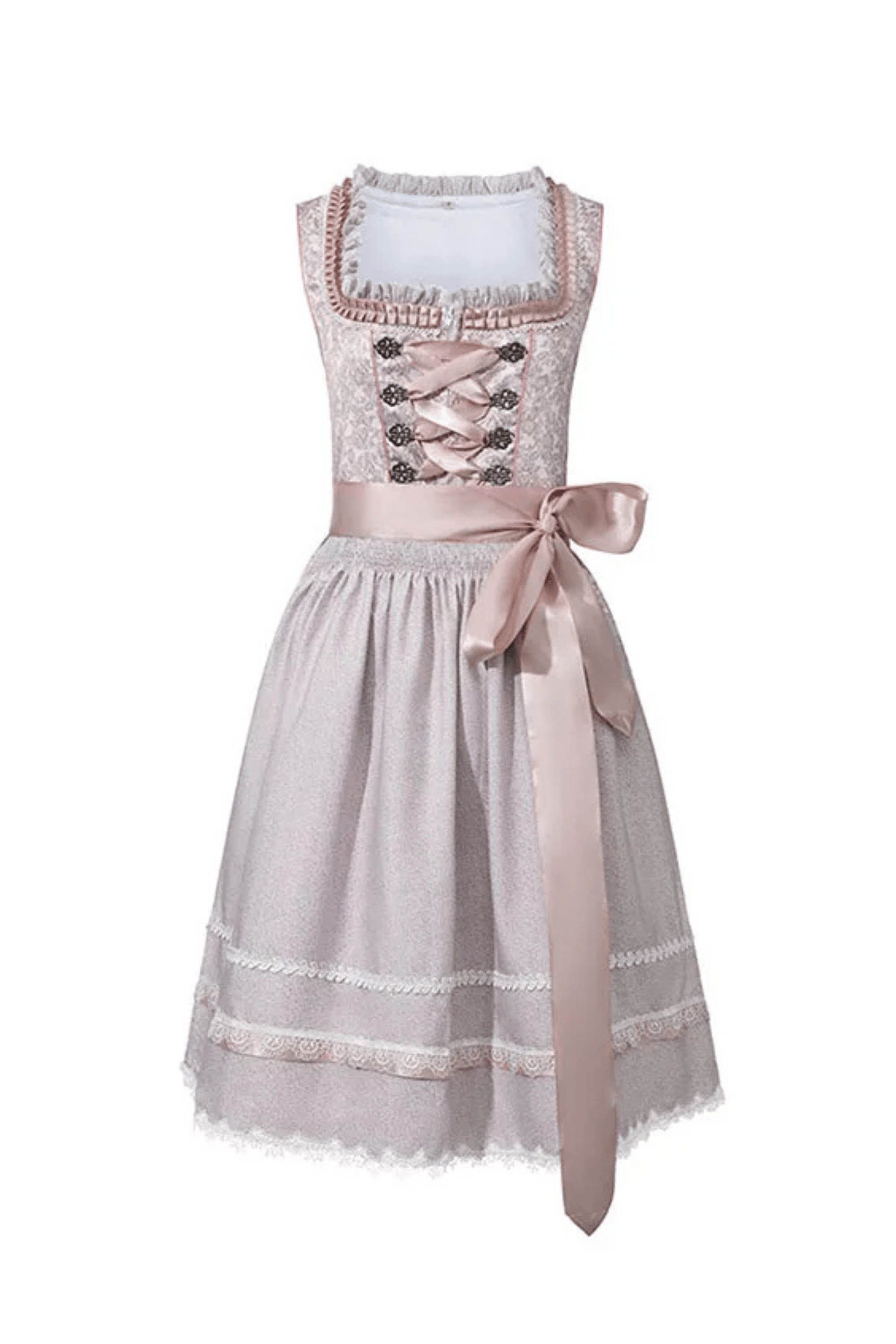 Primadon Lässige Kleider Rosa / S Maria | Elegantes Dirndl für Damen Oktoberfest Baumwollmix