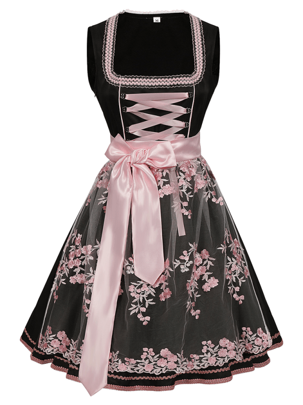 Primadon Lässige Kleider Schwarz / S Jana | Elegantes Dirndl für Damen mit Blumenmuster