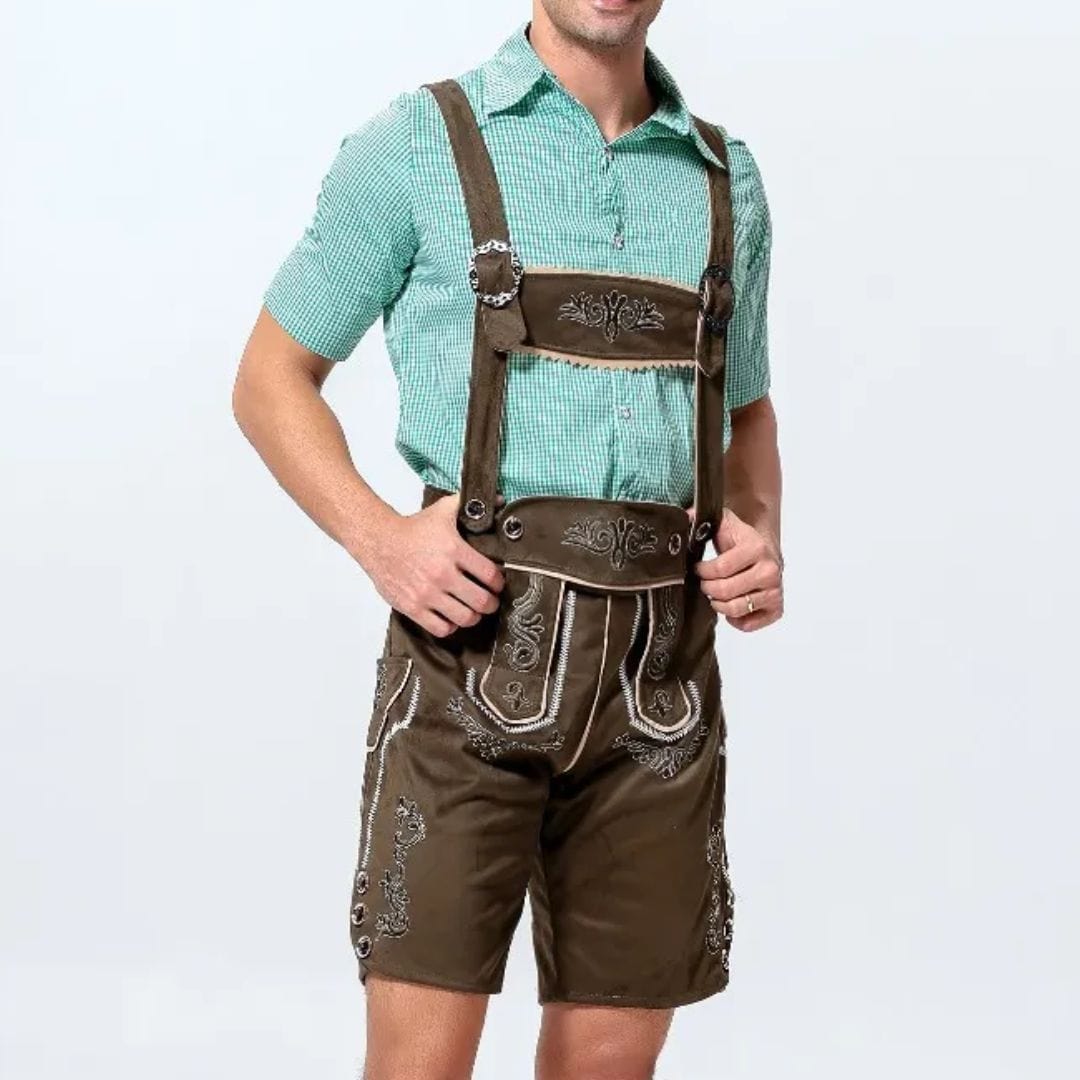 Primadon Lederhosen Braun / M Anton | Traditionelle Lederhose für Herren Oktoberfest